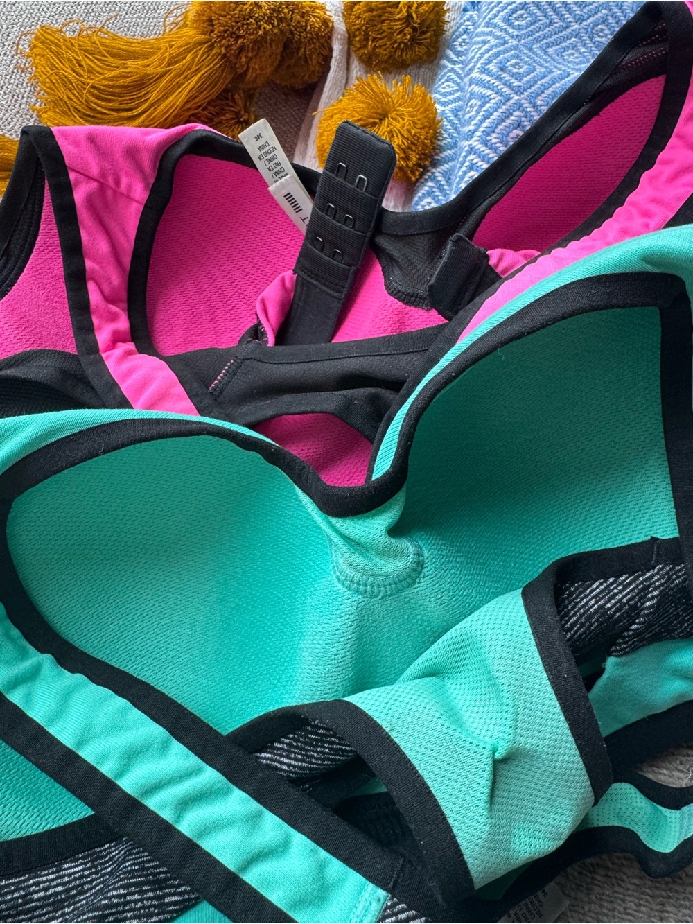 Victoria's Secret VSX High-Impact Racerback Sports Bras - Aqua & Pink - Picture 3 of 3
